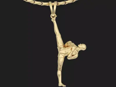 Karate man pendant Sculpture jewelry gold 3D print model