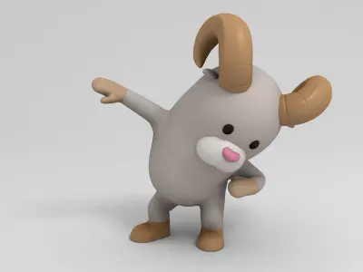 Rigged Cartoon Ram 3D model