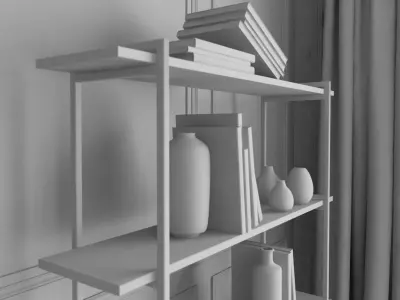 Interior Scene - Luxury Bookshelve 3D model