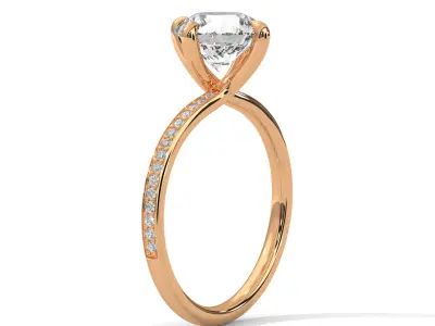 solitaire ring with detail images and 360 render videos 100 3D print model