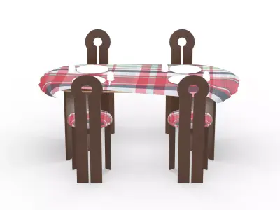 Dining table 3D model Low-poly 3D model