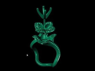 wave flower ring 3D print model