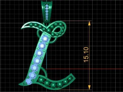 PRECIOUS ALPHABET L PENDANT 3D PRINTABLE MODEL 3D print model
