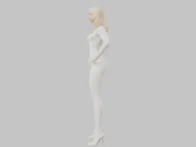 Blonde Gwen Stacy in White Latex Suit Low-poly 3D model