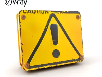 Vintage Warning Sign Model Pack Low-poly 3D model
