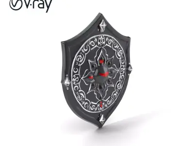 Sacred Shield Polished Ebony Silver Sigils model pack Low-poly 3D model
