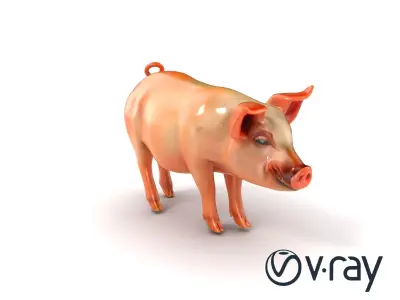 Realistic Pig Model with Pink Body model pack Low-poly 3D model