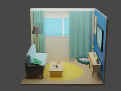 Living Room 12 Low-poly 3D model