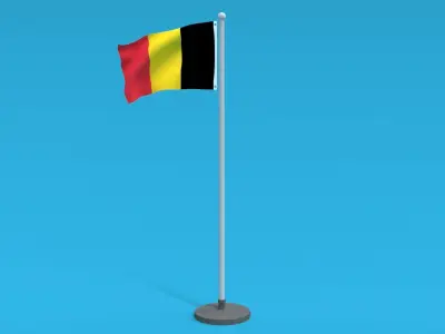 Low Poly Seamless Animated Belgium Flag Low-poly 3D model