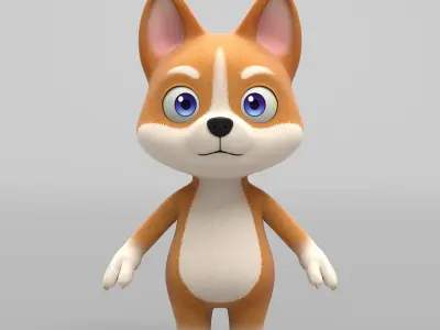 Dog cartoon character modeling textures 3D model