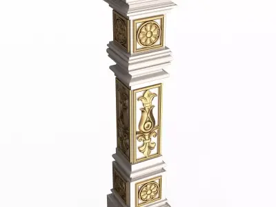 Stair Baluster 06 White Low-poly 3D model