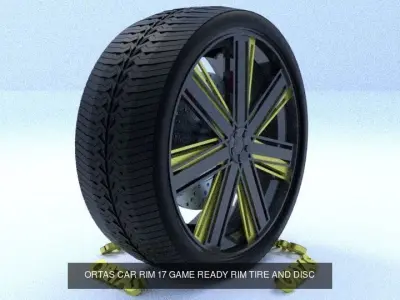 ORTAS CAR RIM 17 AND 18 GAME READY RIM TIRE AND DISC 3D Model Pack