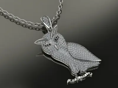 Owl Pendant Gold 3D print model
