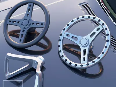 Steering Wheel Set 3 for Diecast and Miniatures 3D print model