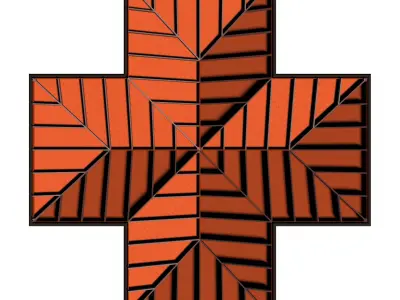 Cross roof with clay tile 3D model