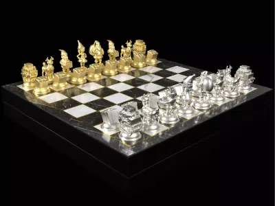 Festive Christmas Chess Set Santa Elves Reindeer 3D print model