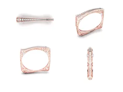 Rose Gold Diamond Woman Bracelet 3D Print Model 3D print model 7