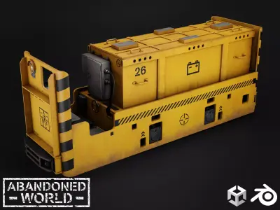 Underground Battery Electric Locomotive Low-poly 3D model