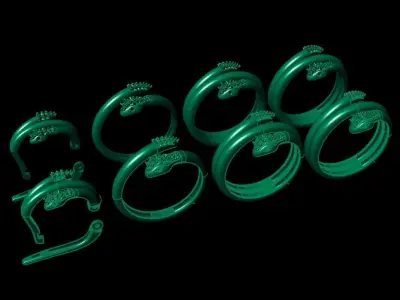 Snake rings and earring 3D print model