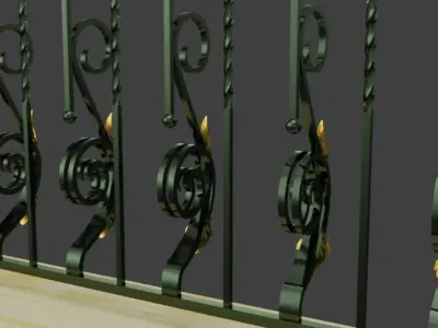 Wrought iron hand rail 3D model