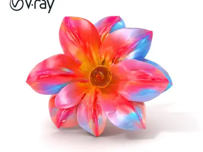 Iridescent Ethereal Flower with Veined Petals model pack Low-poly 3D model