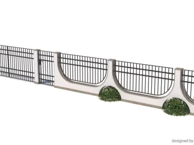 modern fence collection Low-poly 3D model