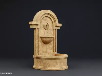 Vintage Wall Water Fountain Low-poly 3D model