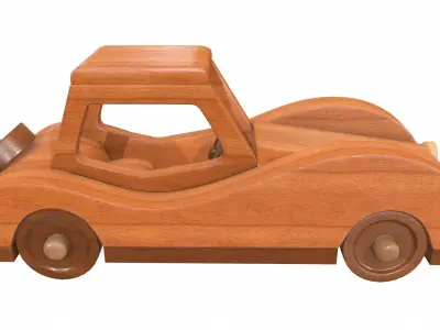 Car retro wooden 3D model