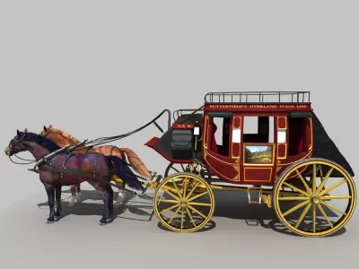Horse and Carriage 01 3D model