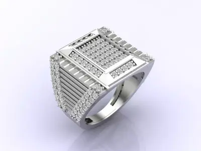 Print Ready STL 3DM  Gents Rings Diamond Men Ring  3D print model 180