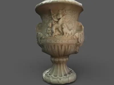 Exterior 2-sided LOW POLY antique photorealistic vase  Low-poly 3D model