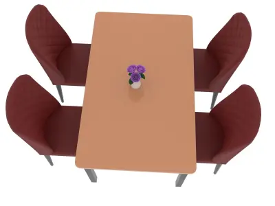 Dining Table with Chair Low-poly 3D model