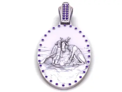 Hunter and Deer Scene Pendant 3D Printable MODEL  3D print model