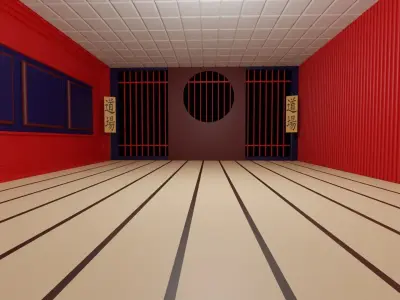 Kung-Fu Hall Low-poly 3D model