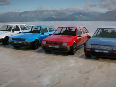 Cars Low-poly 3D model two Low-poly 3D model