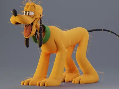 Pluto the Dog rigged 3D model