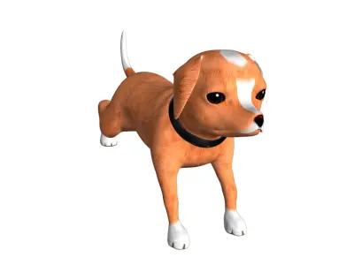 Cute Dog CHaracter RIgged and Animated Low-poly 3D model