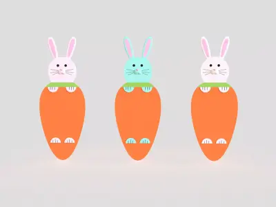 Easter Bunny Card Low-poly 3D model
