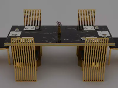 Luxury table and chair 3D model