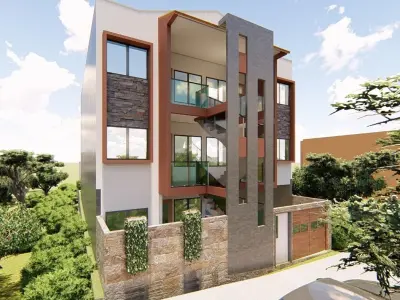 DUPLEX 2 modern house with car parked 3D model