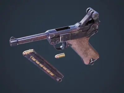 Luger P08 Low-poly 3D model