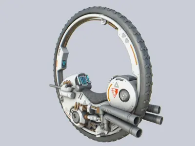Mono wheel vehicle Low-poly 3D model