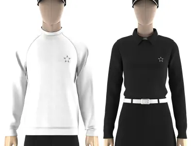 Golf Clothes Mannequin Set 3D model