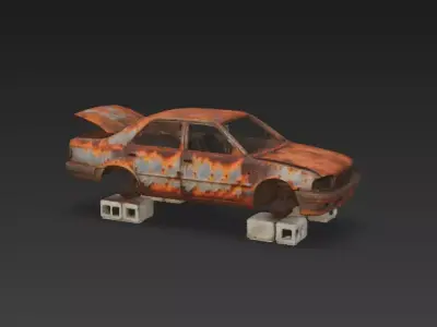 Urban Decay Stripped Sedan 3D Model Low-poly 3D model