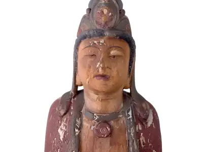 Antique Quan-Yin Wooden Bust 3D model