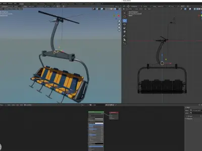 Armchair for ski lift for four seats 3D model