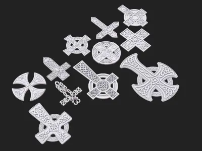 Celtic cross pack 3D model