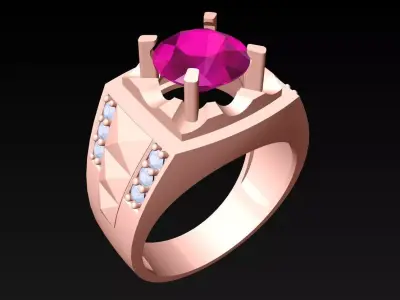 Diamond Rings - Mens Ring - N3892 3D print model