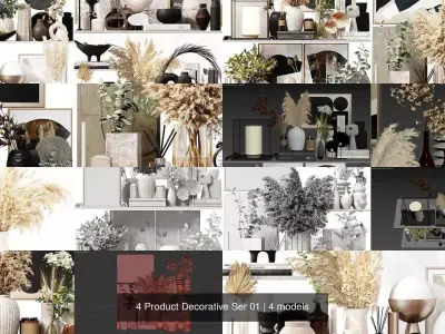 4 Product Decorative Ser 01 3D Model Collection