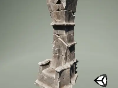 Ancient Stone Throne PBR Game Ready Low-poly 3D model